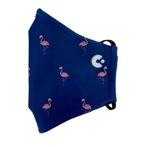 A side view of the flamingo face mask