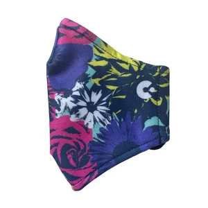 A side view of a floral face mask