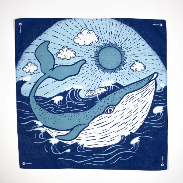 A wide shot photo of the Ocean bandanna laid out flat