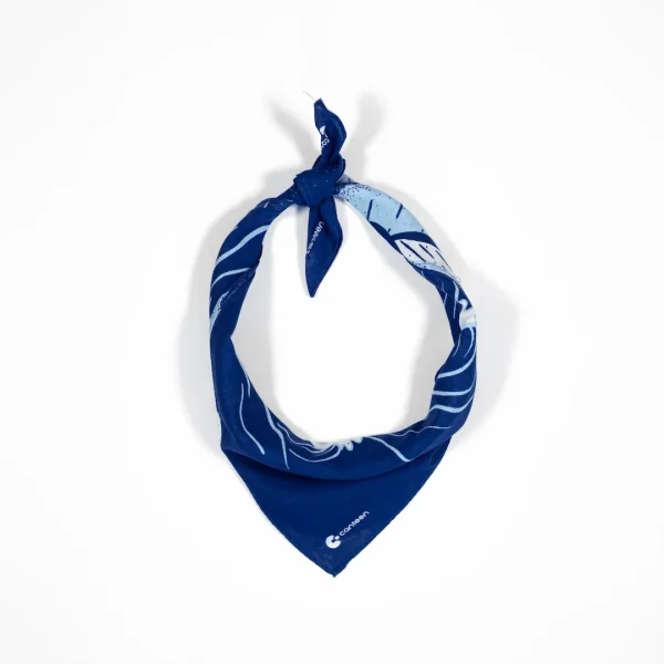 A photo of the Pillow Talk - Dogs bandanna tied up and styled