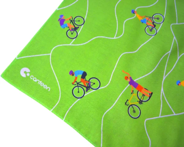 A close up photo of the bicycles bandana