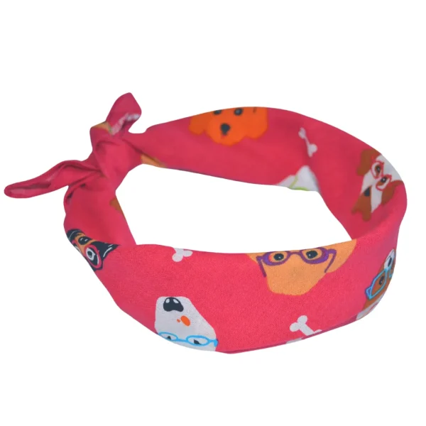 A photo of the Stylish Dogs, Magenta bandana tied up and styled