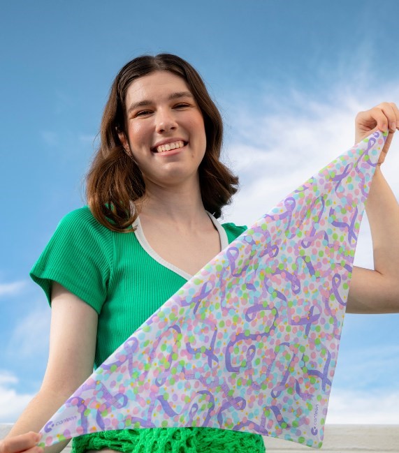image of national bandanna day youth ambassador chloe with her bandanna